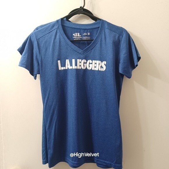 067 LA LEGGERS Running Club Tee Blue Womens sz XS (2 pcs) - Picture 3 of 8